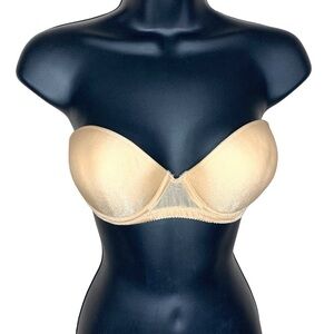 Vintage Lily Of France Light Beige Shimmer Strapless Bra 36B Underwire Event